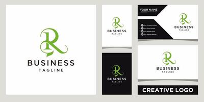 initials monogram letter R luxury logo design template with business card design vector