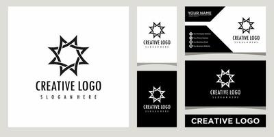 Glittering symbol, eight pointed star logo design template with business card design vector