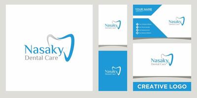 dental care logo design template with business card design vector