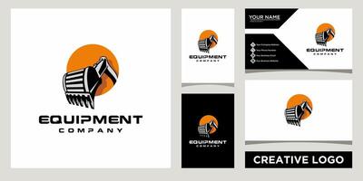 Heavy equipment rental and service logo design template with business card design vector