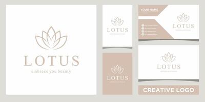 lotus flower beauty logo design template with business card design vector