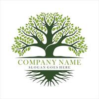 Tree and roots for company or branding logo design isolated on white background vector