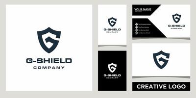 initials G letter with shield logo design template with business card design vector