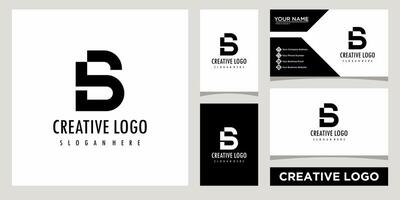 Initials monogram BS SB icon logo design template with business card design vector