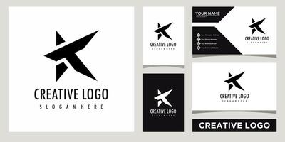 abstract star origami logo design template with business card design vector