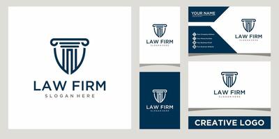 law firm with shield logo design template with business card design vector