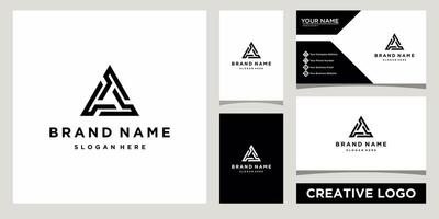 abstract geometry logo icon, triangle shape logo design template with business card design vector