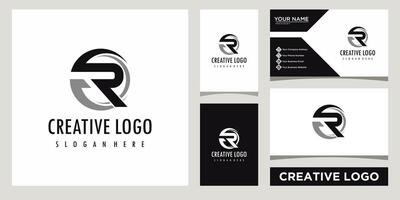 initials monogram letter R business consulting logo design template with business card design vector