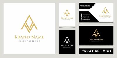 abstract letter M with triangle logo design template with business card design vector