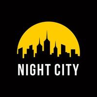 noche ciudad horizonte a Luna icono logo diseño modelo en oscuro antecedentes vector