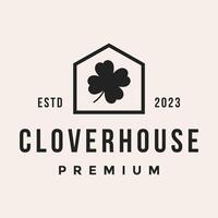 clover house hipster vintage logo icon illustration vector