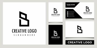 Initial monogram B Letter with Building logo design template with business card design vector