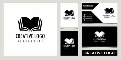 Book icon logo design template with business card design vector