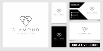 simple diamond logo design template with business card design vector
