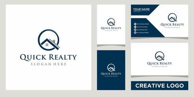 real estate business logo design template with business card design vector