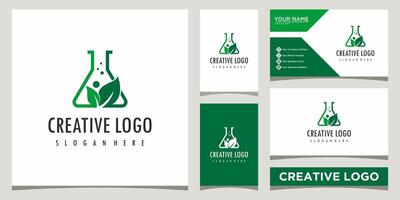 leaf and lab logo design template with business card design vector