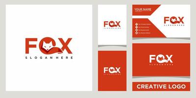 fox creative logo design template with business card design vector