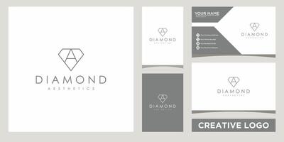 simple diamond with A letter icon logo design template with business card design. vector