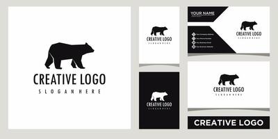 bear silhouette animal logo design template with business card design vector