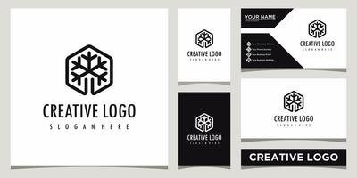 snow flake logo design template with business card design vector