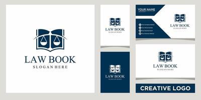 law book attorney logo design template with business card design vector