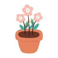 cute hand drawing cartoon flower pot vector