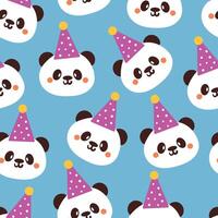 seamless pattern cute cartoon birthday panda vector
