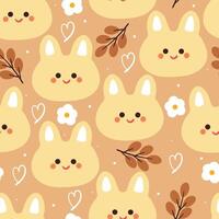 seamless pattern cartoon bunny and flower. cute animal wallpaper for textile, gift wrap paper vector