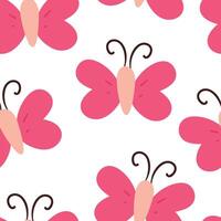 linda sin costura modelo dibujos animados rosado mariposa vector