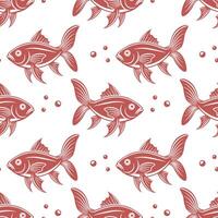 Seamless pattern, silhouettes of sea fish with water bubbles on a white background. Printing, textiles vector