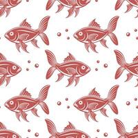 Seamless pattern, silhouettes of sea fish with water bubbles on a white background. Printing, textiles vector