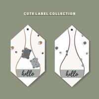 cute animal collection cartoon label set hand drawn cute doodle character vector