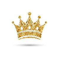 Gold glitter crown on a white background. Magic royal crown. vector