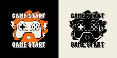 Trendy game start text. Game pad joystick illustration design suitable for prints. vector