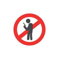 illustration that it is prohibited to use a smartphone while walking. vector