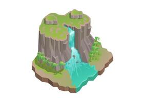 Isometric beautiful nature waterfall vector