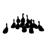 Duck Swimming single and a group silhouette vector