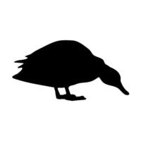 Duck eating silhouette vector