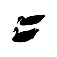 Duck Swimming single and a group silhouette vector