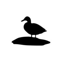 Duck resting silhouette on a island vector