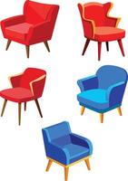 comfortable modern armchairs elements for interior design vector