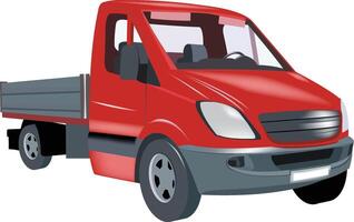 Red short wheelbase van for industry- vector