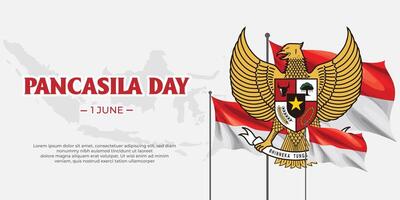 Illustration graphic of Garuda an Indonesian nationality logos. Good for attachment, etc. illustrations of the Garuda background on Pancasila Day with flags. vector