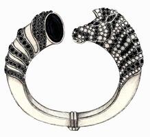 Jewelry design zebra bangle sketch by hand on paper. vector
