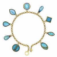 Jewelry design fashion art bracelet set with blue topaz and turquoise sketch by hand drawing. vector