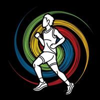 Marathon Runner A Man Start Running Cartoon Sport Graphic vector