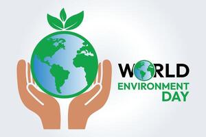 World environment day design, world, hand leaves illustration vector