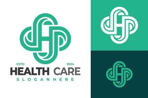 letra h cuidado de la salud hospital logo diseño símbolo icono ilustración vector