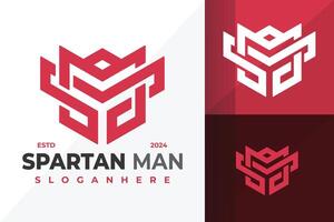 Letter M Spartan Helmet logo design symbol icon illustration vector