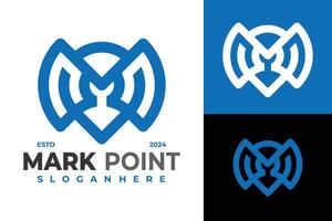 Letter M Mark Point logo design symbol icon illustration vector